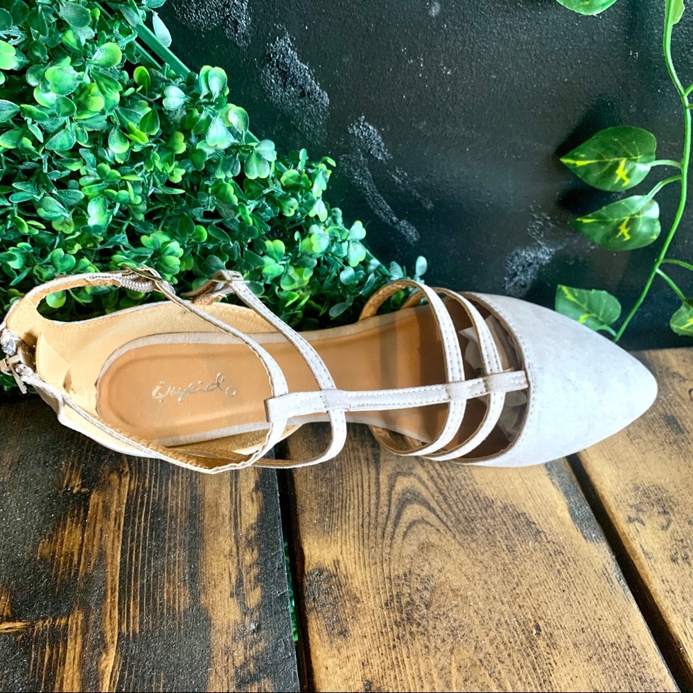 Nib Taupe Suede Pointed Toe Flats & Ankle Straps - image 6